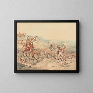 La chasse au renard et la mort - Henry Thomas Alken — kehystetty taideteos seinällä