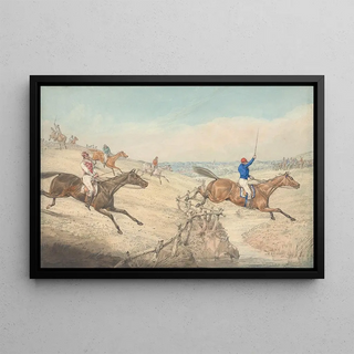 Henry Thomas Alken - Steeplechasing The Field taking a Low Rail and a Brook.webp