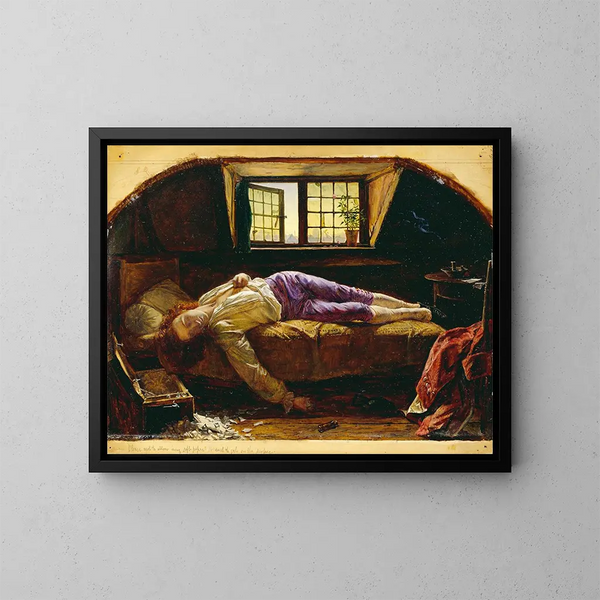La Mort de Chatterton - Henry Wallis — kehystetty taideteos seinällä