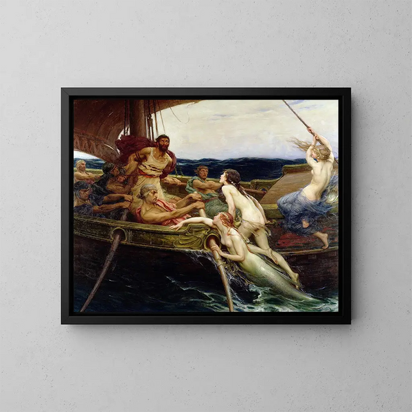 Ulysse et les Sirènes - Herbert James Draper — kehystetty taideteos seinällä