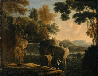 Cascade avec des pêcheurs - Herman van Swanevelt — näkymä teoksesta