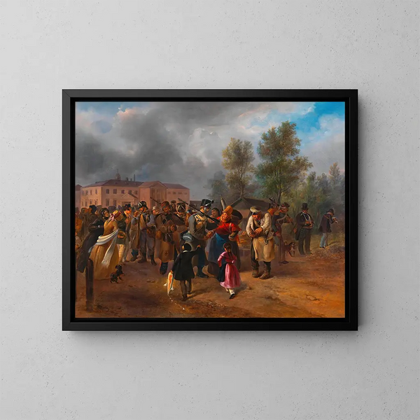 Wieniläisten vapaaehtoisten lähtö 1849 - Hermann Kowalski — kehystetty taideteos seinällä