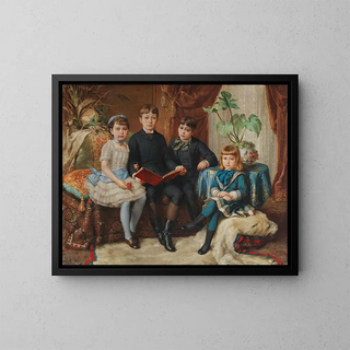 Hermann Nigg - Four Siblings On A Polar Bear Skin Rug.webp