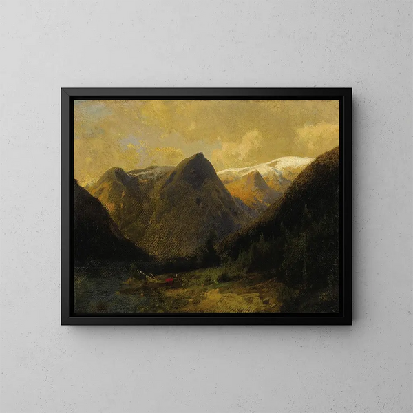 Canoë au bord de l'eau - Hermann Ottomar Herzog — kehystetty taideteos seinällä