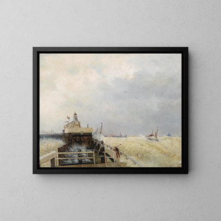 Port à Ostende - Hermann Ottomar Herzog — kehystetty taideteos seinällä
