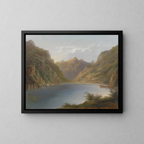 Lac des Quatre-Cantons - Hermann Ottomar Herzog — kehystetty taideteos seinällä
