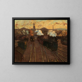 Hermann Pleuer - Vor den Einfahrtshallen des Alten Stuttgarter Bahnhofs.webp