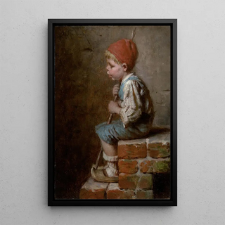 Hermann von Kaulbach - Sitzender Bub pfeifend.webp