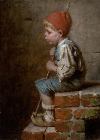 Hermann von Kaulbach - Sitzender Bub pfeifend.webp