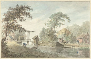 Hermanus Petrus Schouten - Boerderij aan een vaart met een ophaalbrug.webp