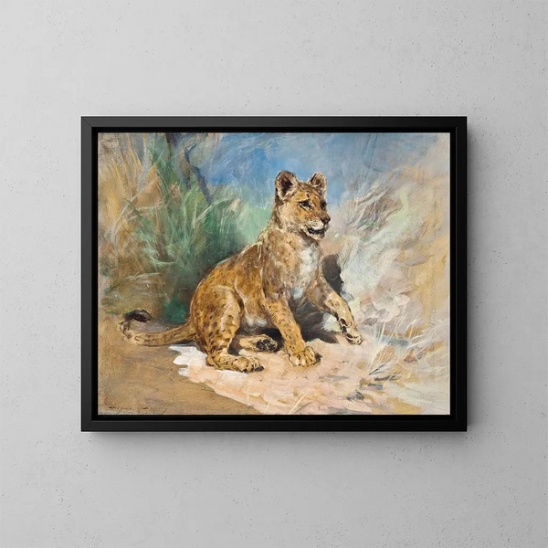 Un lionceau - Heywood Hardy — kehystetty taideteos seinällä