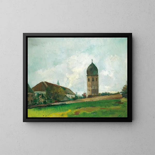 Bâtiment du monastère avec campanile, île des femmes - Hiasl Maier-Erding — kehystetty taideteos seinällä