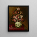 Still life with flowers in a porcelain vase on a draped table - Hieronymus Wechinger — kehystetty taideteos seinällä