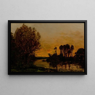 Hippolyte Camille Delpy - Un Soleil Couchant au Rive.webp