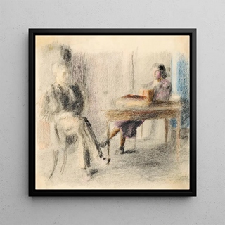 Homme et femme à table dans une cuisine amdenoise - Otto Meyer-Amden