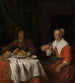Mies ja nainen aterialla - Gabriel Metsu — näkymä teoksesta
