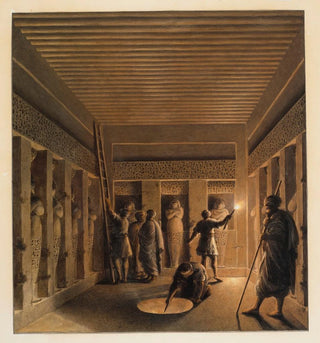 Hommes arabes découvrant l'intérieur d'une pyramide - Luigi Mayer