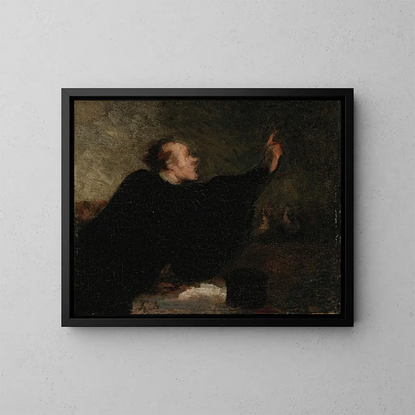 Asianajaja puolustamassa - Honoré Daumier — kehystetty taideteos seinällä