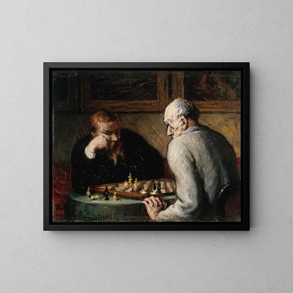 Joueurs d'échecs - Honoré Daumier — kehystetty taideteos seinällä