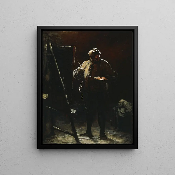 Le peintre à son chevalet - Honoré Daumier — kehystetty taideteos seinällä