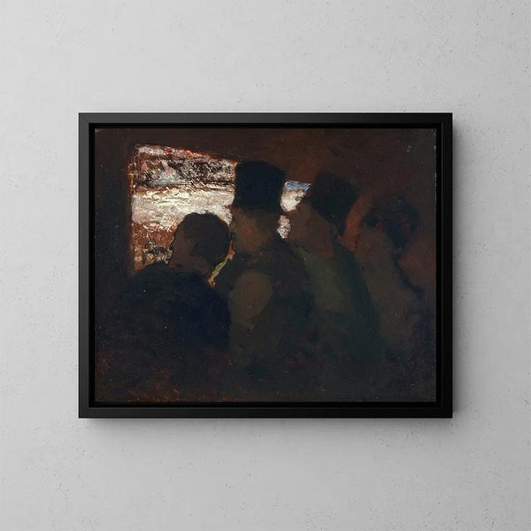Teatterin julkinen maalaus - Honoré Daumier — kehystetty taideteos seinällä