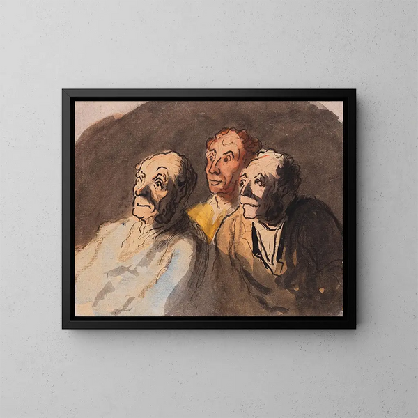 Kolme katsojaa - Honoré Daumier — kehystetty taideteos seinällä