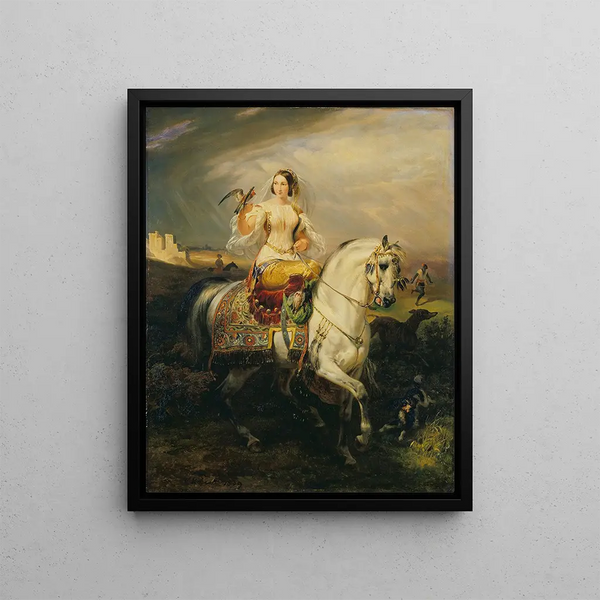 Une dame algérienne Hawking - Horace Vernet — kehystetty taideteos seinällä