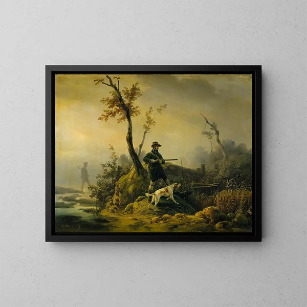 Vesilintujen metsästys - Horace Vernet — kehystetty taideteos seinällä
