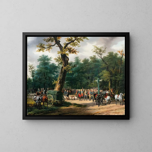 La dernière chasse de Louis XVI à Fontainebleau - Horace Vernet — kehystetty taideteos seinällä