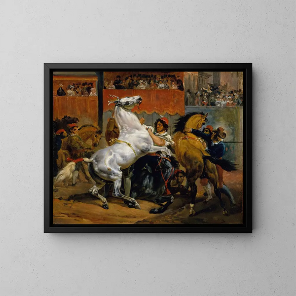 Le départ de la course des chevaux sans cavalier - Horace Vernet — kehystetty taideteos seinällä
