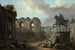Ranskalainen romainin mielijohde pesijöiden kanssa lähellä Marcus Aureliuksen patsasta - Hubert Robert — näkymä teoksesta