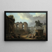 Ranskalainen romainin mielijohde pesijöiden kanssa lähellä Marcus Aureliuksen patsasta - Hubert Robert — kehystetty taideteos seinällä