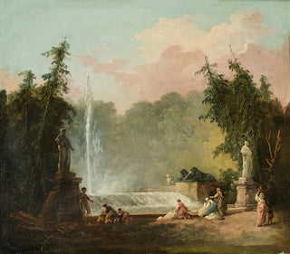 Une fontaine dans un parc - Hubert Robert — näkymä teoksesta