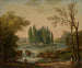 Näkymä Ermenonville-puistosta Jean-Jacques Rousseau'n haudalla ja Filosofian temppelillä - Hubert Robert — näkymä teoksesta