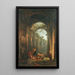 klassiset rauniot, joissa sotilaat leikkivät - Hubert Robert — kehystetty taideteos seinällä