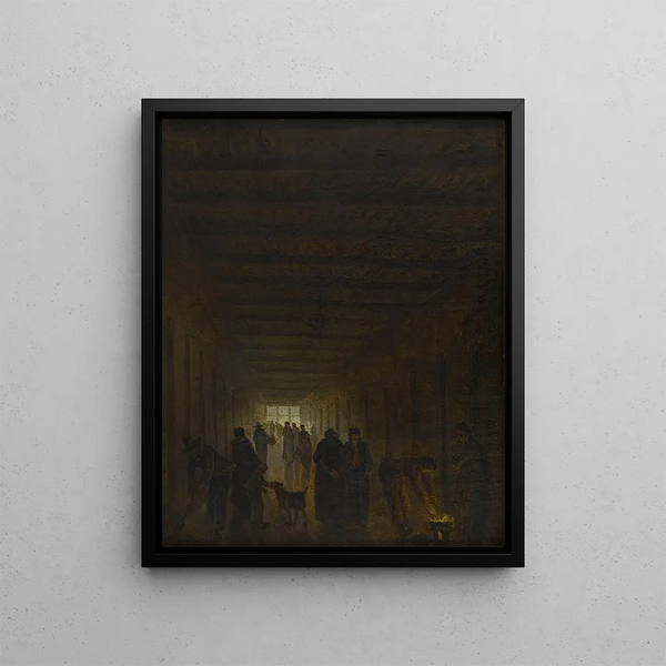 Saint-Lazare vankilan käytävästä - Hubert Robert — kehystetty taideteos seinällä
