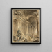 Galerie à colonnes voûtées avec statue antique assise - Hubert Robert — kehystetty taideteos seinällä