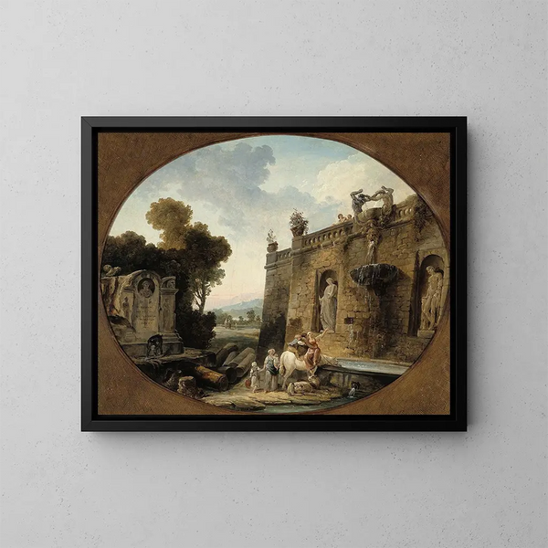 L'Abreuvoir - Hubert Robert — kehystetty taideteos seinällä