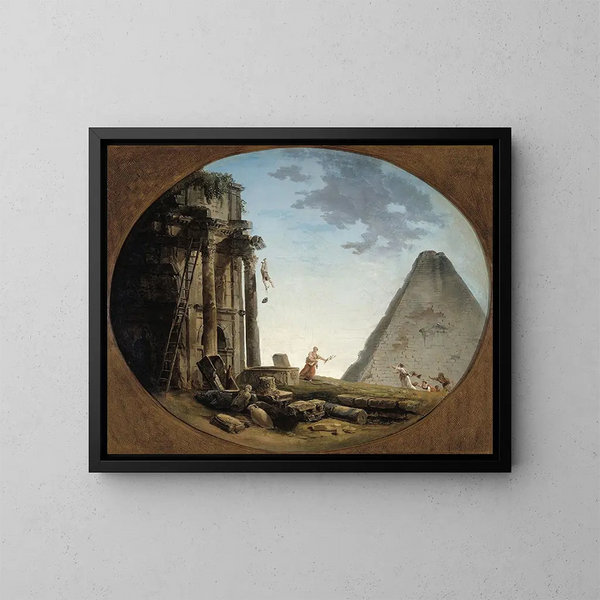 L'Accident - Hubert Robert — kehystetty taideteos seinällä