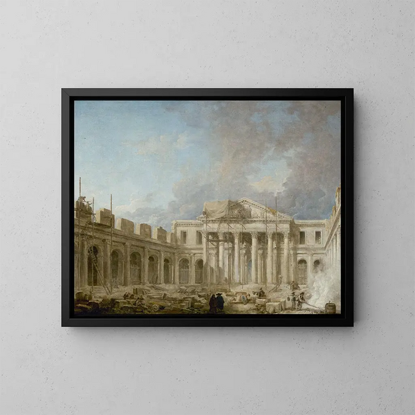 L kirurgian koulu rakentamassa - Hubert Robert — kehystetty taideteos seinällä