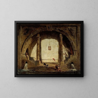 La Fontaine - Hubert Robert — kehystetty taideteos seinällä