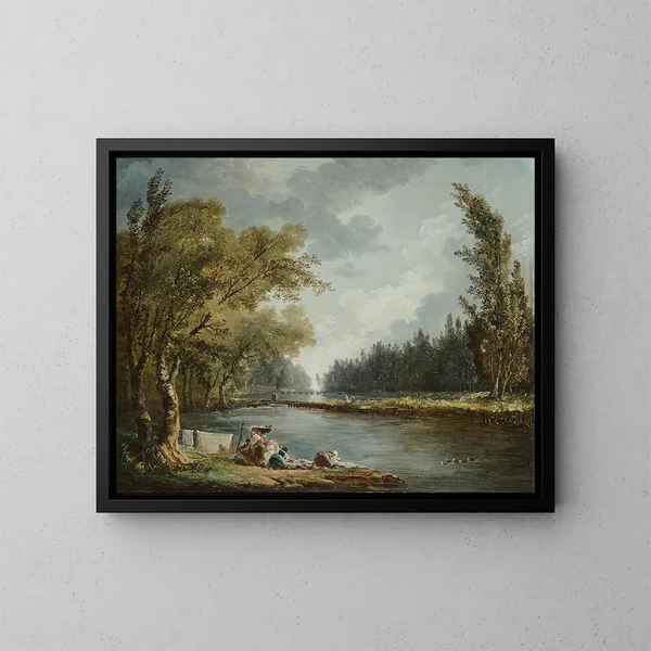 La Marne à Charenton et le Moulin de Charenton - Hubert Robert — kehystetty taideteos seinällä