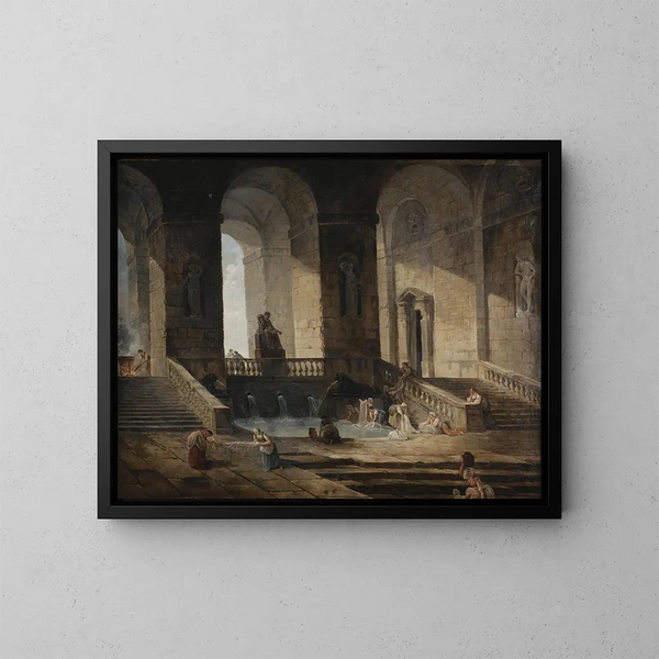 Lavandières dans une architecture romaine - Hubert Robert — kehystetty taideteos seinällä