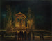 Jean-Jacques Rousseau'n väliaikaisesta mausoleumista Tuileriesin altaalla ennen hänen tuhkiensa siirtämistä Panthéoniin, yönä 10. ja 11. lokakuuta 1794 - Hubert Robert — näkymä teoksesta