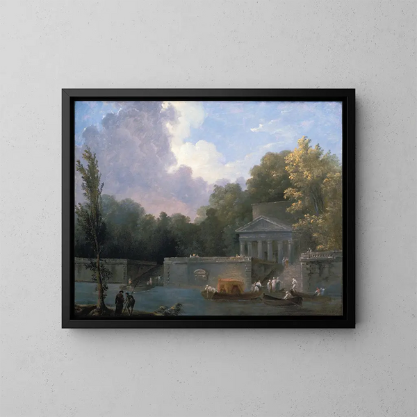 Puistomaisema - Hubert Robert — kehystetty taideteos seinällä