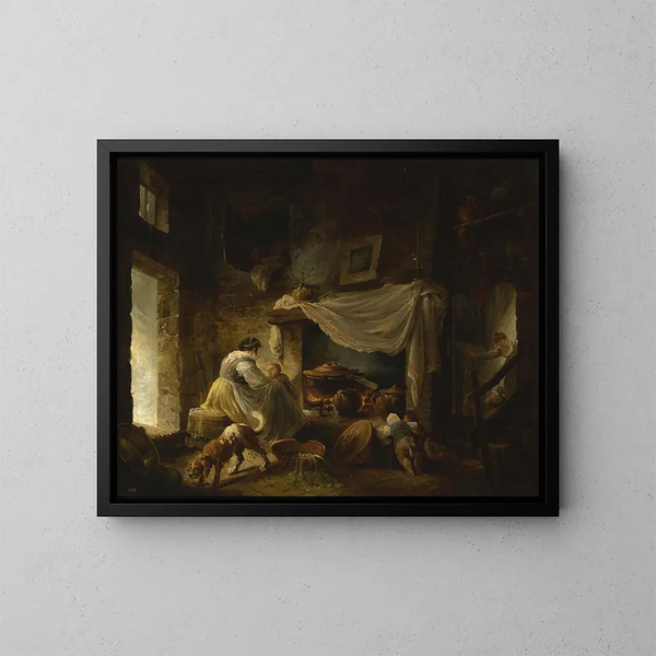 Ruokakulttuurin maalaus raunioina - Hubert Robert — kehystetty taideteos seinällä