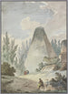 Murtuneen huipun pyramidi antiikin raunioiden maisemassa - Hubert Robert — näkymä teoksesta