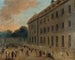 Vankien leikki Saint-Lazaren, pallopeli - Hubert Robert — näkymä teoksesta