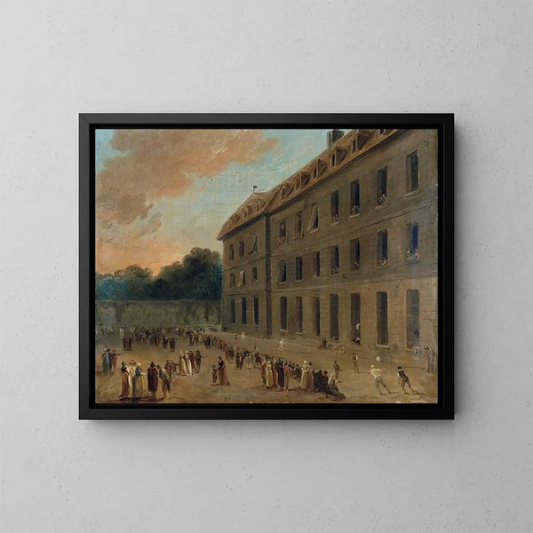 Vankien leikki Saint-Lazaren, pallopeli - Hubert Robert — kehystetty taideteos seinällä