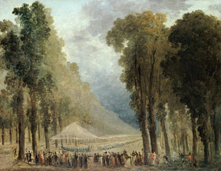 Ruokailu sotilaille Champs-Élysées'n puistossa tai Saint-Cloud'n puistossa - Hubert Robert — näkymä teoksesta
